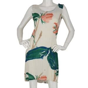 Vintage Jams World Floral Art Painted Flower Floral Print Hawaiian Tiki Dress